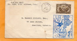 St Johns NB Ottawa Ont Canada 1929 Air Mail Cover Mailed - Primi Voli