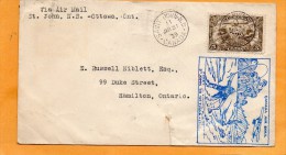 St Johns NB Ottawa Ont Canada 1929 Air Mail Cover Mailed - First Flight Covers