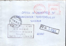 Romania -Registered  Letter Circulated In 1997 With Stamp Printed By Machine, On Envelope (ATM) - Franking Machines (EMA)