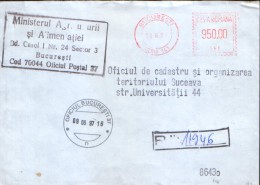 Romania -Registered  Letter Circulated In 1997 With Stamp Printed By Machine, On Envelope (ATM) - Macchine Per Obliterare (EMA)