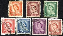 NEW ZEALAND DEFINITIVE QEII FACE SET OF 7 1 - 8 P ULH 1955 SG745-51 READ DESCRIPTION !! - Used Stamps