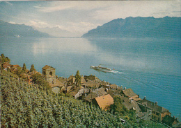 19429- SAINT SAPHORIN- PANORAMA, LAKE, MOUNTAINS, SHIP - Saint-Saphorin