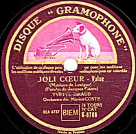 78 Trs - 25 Cm - état B - YVETTE GIRAUD - JOLI COEUR - LA DANSEUSE EST CREOLE - 78 T - Disques Pour Gramophone