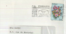 Monte Carlo Monaco Exposition Carto-philatelique Hall Du Centenaire Concours De Bouquets - Covers & Documents