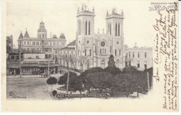 San Antonio Texas, San Fernando Cathedral, City Square, Stores, Horse-drawn Wagon, C1900s Vintage Postcard - San Antonio