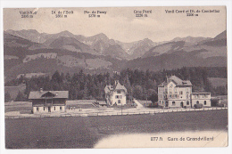 Gare De Grandvillard Avec Chaine De Montagne Au Fond Et Indication Des Principaux Sommets Avec Altitude, 1918 - Grandvillard