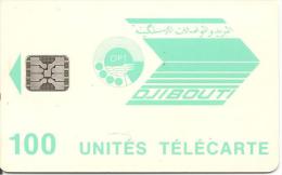 CARTE-PUCE-OPT-DJIBOUTI-LOGO-100U-SC5-V°9 TGN-C51100982-R/V° Glacés-Vert Pale-TBE - Gibuti