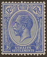 STRAITS SETTLEMENTS 1921 12c KGV SG 232 HM GX53 - Straits Settlements