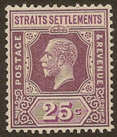 STRAITS SETTLEMENTS 1921 25c KGV SG 234b HM GX54 - Straits Settlements