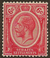 STRAITS SETTLEMENTS 1921 6c KGV SG 229 HM GX51 - Straits Settlements