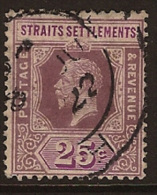 STRAITS SETTLEMENTS 1912 25c KGV SG 205 U NS44 - Straits Settlements