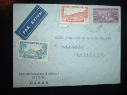 LETTRE PAR AVION POUR FRANCE TP 2F + TP 60 Sur 75 + TP 5C OBL.19 OCT 37 DAKAR PRINCIPAL + COMPTOIR INDUSTRIEL & AGRI - Lettres & Documents