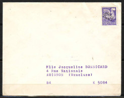 PREOBLITERE  COQ 8 C  Violet Sur LETTRE      Pour AVIGNON Vaucluse - 1953-1960