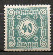 AUTRICHE Taxe 40k Vert Bleu 1922-24 N°115 - Taxe