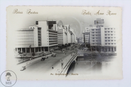 Old & Rare Real Photo Postcard Of Brasil / Brazil - Recife, Av. Guararapes - Cars On The Bridge And Pirelli Building - Recife