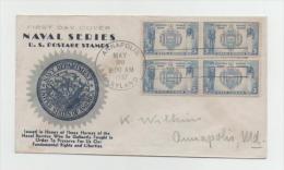 FDC USA Mi.Nr.399(Annapolis) Im 4er Block - 1851-1940