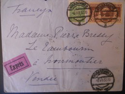 Pologne Lettre De Warszawa 1932 Pour La Vendee Joli Affranchissement Avec Un Bloc De 4 Au Verso - Lettres & Documents