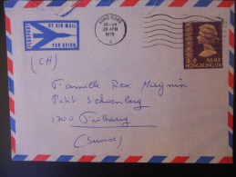 Hong Kong,lettre De 1979 Pour Fribourg ( Mal Ouverte ) - Covers & Documents