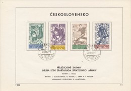 Czechoslovakia / First Day Sheet (1962/11) Praha 1 (b): Army Sports Games (swimming, Running, Soccer, ...) - Covers & Documents