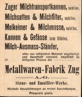 Original Werbung - 1911 - Metallwarenfabrik Zug  !!! - Zug