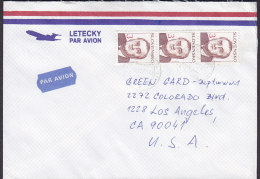 Slovensko PAR AVION Label 1993 Cover Brief LOS ANGELES United States Michal Kovac 3-Stripe - Covers & Documents