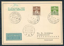 1949 (May 16th) Greenland Denmark Copenhagen Gronlands Styrelse Julianehaab Experimental 3rd Flight Card - Covers & Documents