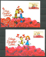 2008 TURKEY WORLD VALENTINE'S DAY (2x) POSTCARDS SET - Postal Stationery