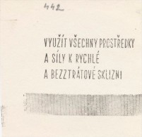 J1401 - Czechoslovakia (1945-79) Control Imprint Stamp Machine (R!): Use All Means & Forces To Fast& Lossless Harvesting - Légumes