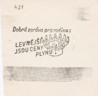 J1426 - Czechoslovakia (1945-79) Control Imprint Stamp Machine (R!): Good News For Families - Gas Prices Are Cheaper! - Proofs & Reprints