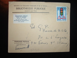 LETTRE BIBLIOTHEQUE PUBLIQUE EN FRANCHISE POUR LA FRANCE TP SECURITE ROUTIERE 3F50 OBL.MEC.29 II 1972 BRUXELLES - Franchise