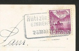 RÜTI ZH Schneeballen SBB-Bahn-Stempel Einnehmerei 1939 - Rüti