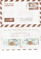 ISRAEL 1957  - AEROGRAMME  OF 150+2 STS+2 STS OF 50 (1957 FESTIVAL) FLOWN TO TRENTON /MICH USA W INSIDE FILATELIC TEXT F - Storia Postale