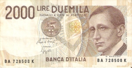 BILLETE DE ITALIA DE 2000 LIRAS DEL AÑO 1990  MARCONI  (BANKNOTE) - 2.000 Lire