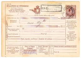 Italien Paketkarte 1 Lira Entwertet Constantinopel 8.6.1909 Nach Rome - Emissions Générales