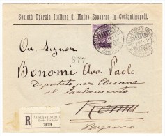 Italien 12.3.1914 Constantinopoli R-Brief Nach Bergamo - Amtliche Ausgaben