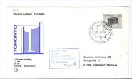 VOL347  - CANADA LUFTHANSA , Primo Volo Del 1983  Torontoo Dusseldorf . DC10 . Timbro D'arrivo - First Flight Covers