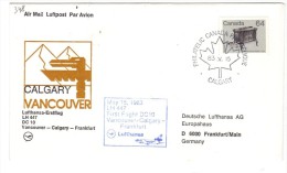 VOL348  - CANADA LUFTHANSA , Primo Volo Del 1983  Calgary Francoforte . DC10 . Timbro D'arrivo - First Flight Covers