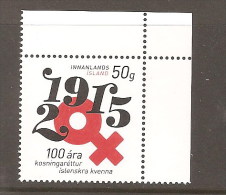 ICELAND 2015 CENTENARY SUFFRAGE FOR WOMEN - Unused Stamps