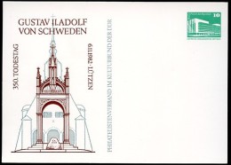 DDR PP18 D2/022a Privat-Postkarte GUSTAV II. ADOLF SCHWEDEN Lützen 1982  NGK 4,00 € - Privé Postkaarten - Ongebruikt