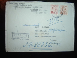 LETTRE TP 25 + 20 OBL.18.12.57 ANKARA + GRIFFE UCAK ILE PAR AVION + REEXPEDITION FM Pour SP 88 236 (RARE) - Covers & Documents