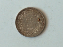 BELGIQUE 50 CENTIMES 1912 Argent Silver - 50 Cents