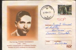 Romania - Postal Stationery Cover 2002 Used -Professor Dr.ing.T.Tanasescu, Founder Of The Romanian School Of Electronics - Computers