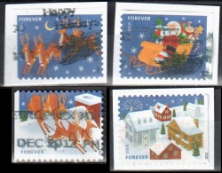 United States 2012 Christmas- Sc # 4712 -15 - Mi 4899-902 BD,BE - 4v - Used - Used Stamps