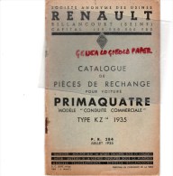 RENAULT BILLANCOURT - CATALOGUE PIECES RECHANGE POUR CAMIONNETTE 8 CV TYPE YPB S.A. - OCTOBRE 1933 - Camion