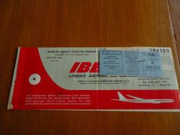 CB6 LC114 Billet Ticket Iberia Airlines Kinshasa Madrid Brussels Pub Sherry Brandy Pedro Domecq - Tickets