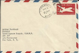 ESTADOS UNIDOS USA AEROGRAMA CORTADO 1947 CAMBRIDGE AVION - 2c. 1941-1960 Lettres