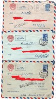 S5528 BIGLIETTO POSTALE  RUSSIA URSS VIAGGIATO VIA AEREA PER ITALIA LOTTO DI 4 BIGLIETTI VIAGGIATI - Cartas & Documentos