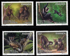 Rwanda - 1324/1327 - Primates De La Forêt De Nyongwe - Buzin - 1988 - MNH - Ungebraucht