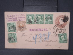 ETATS UNIS -Entier Postal En Recommandé De New York Pour L Allemagne En 1898 Aff Plaisant A Voir Lot P5168 - ...-1900