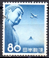 JAPAN 1953 Air. - Great Buddha, Kamakura  -  80y.   - Blue   FU - Airmail